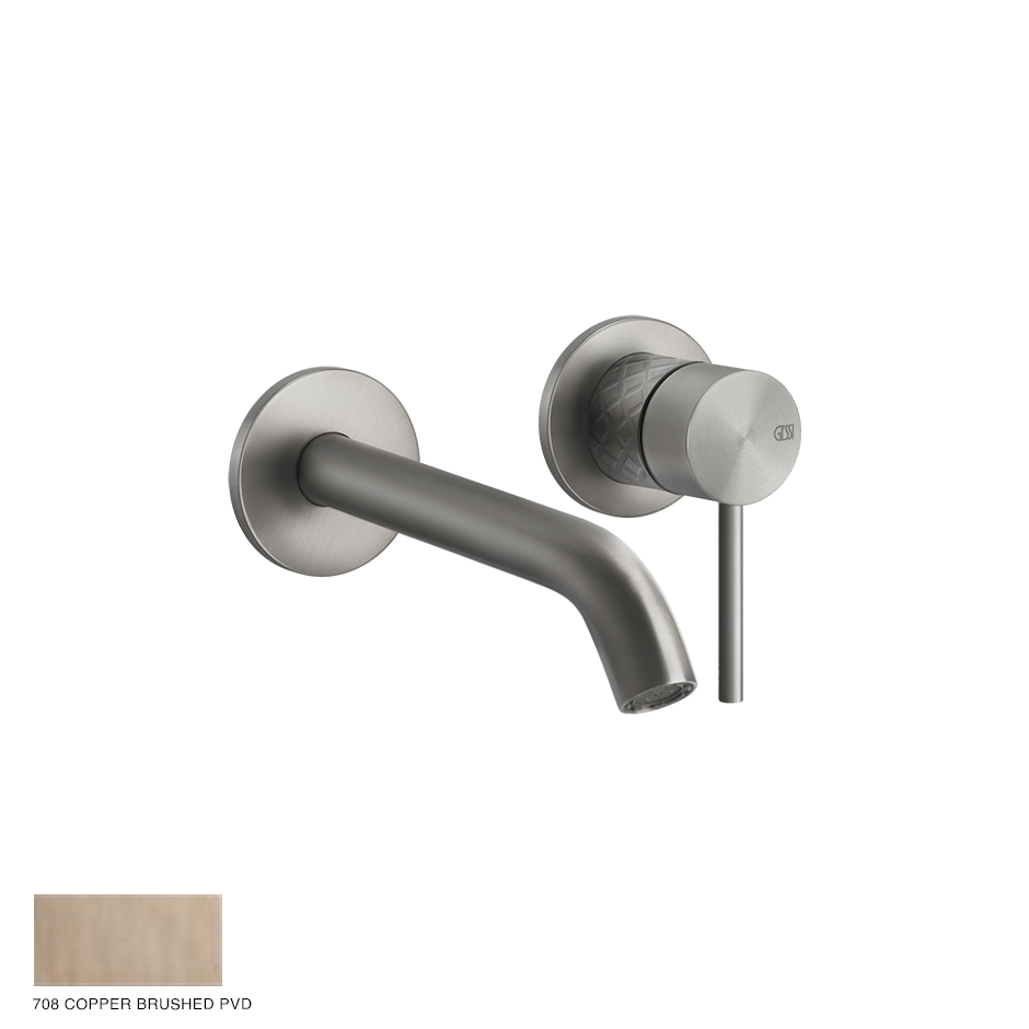 Gessi 316 Built-in Mixer with spout Intreccio, without waste 708 Copper Brushed
