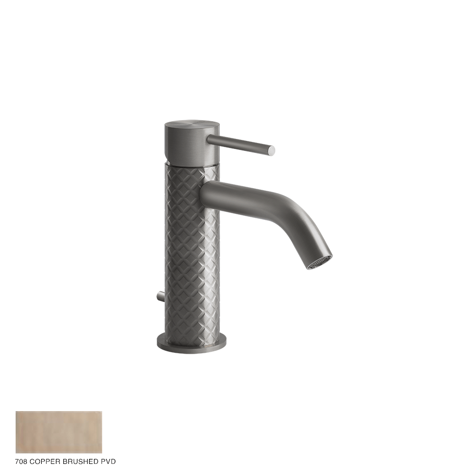 Gessi 316 Basin Mixer Intreccio, with pop-up waste 708 Copper Brushed PVD
