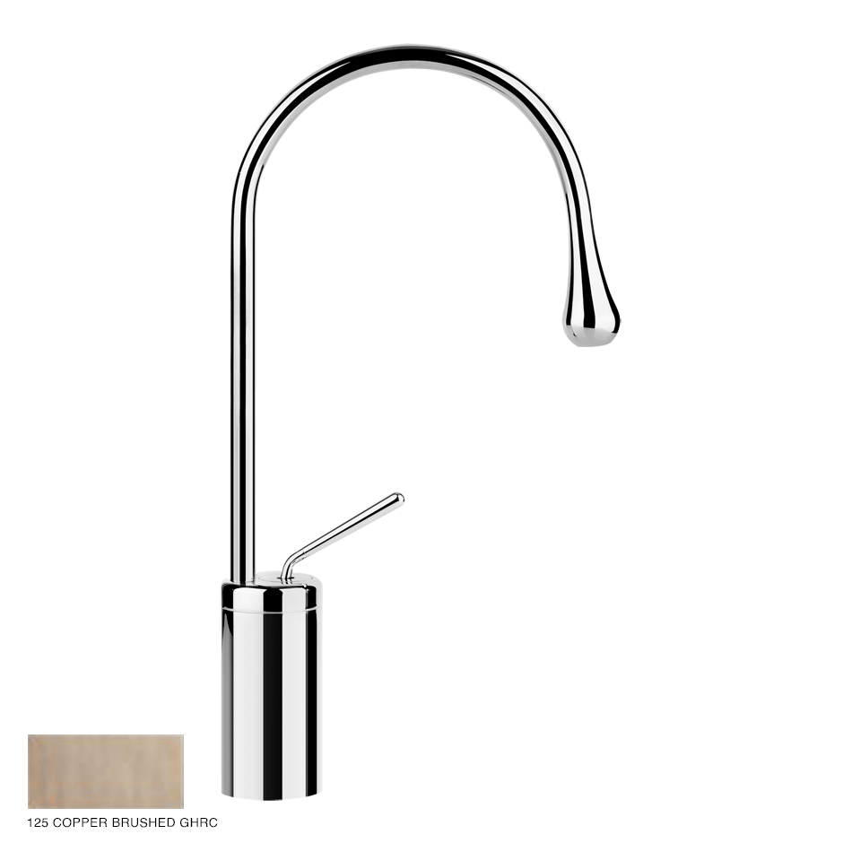 Goccia High Version Basin mixer with radius 90, without waste 125 Copper Brushed