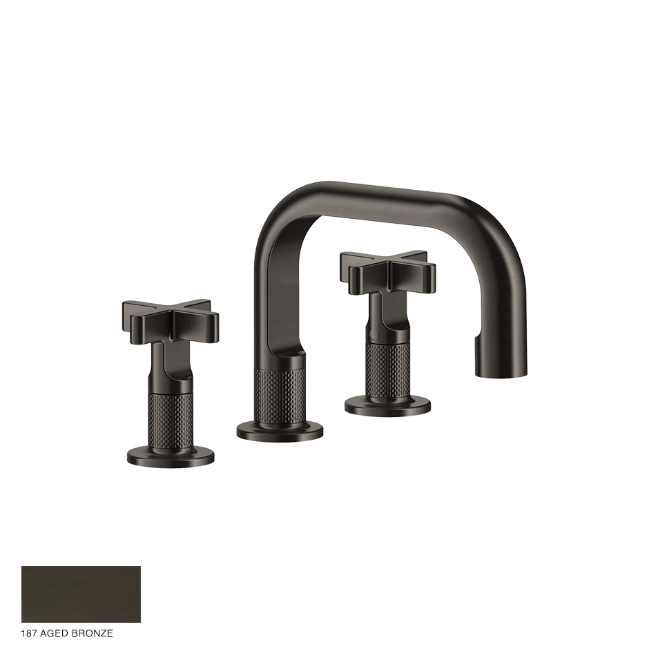 Inciso+ Three-hole Basin Mixer with spout, without waste 187 Aged Bronze