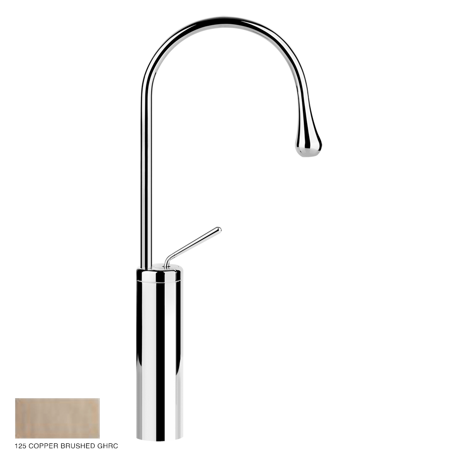 Goccia High Version Basin mixer with radius 90,without waste 125 Copper Brushed