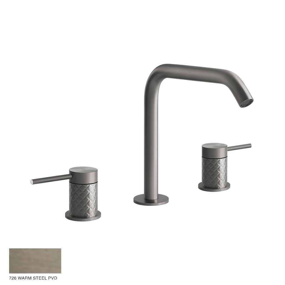 Gessi 316 Three-hole Basin Mixer Intreccio, without waste 726 Warm Bronze Brushed PVD