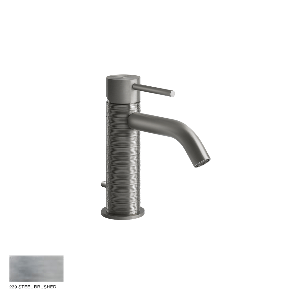 Gessi 316 Basin Mixer Trame, with pop-up waste 239 Steel brushed