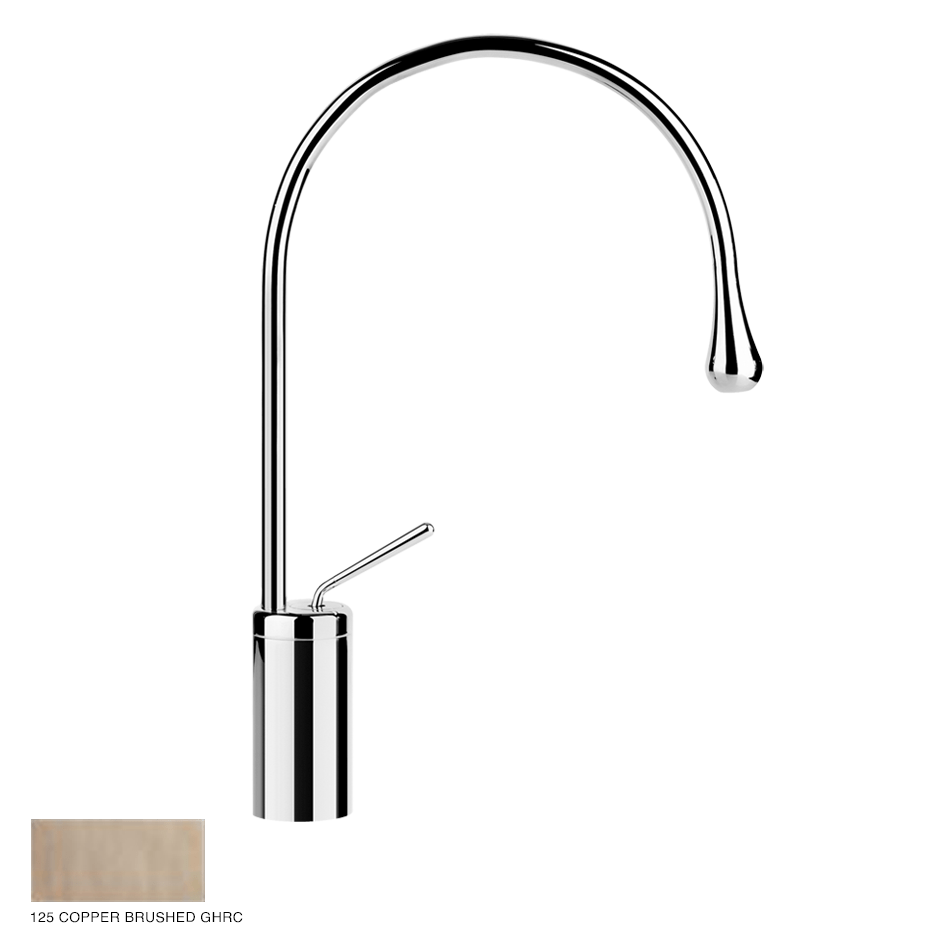 Goccia High Version Basin mixer with radius 125,without waste 125 Copper Brushed