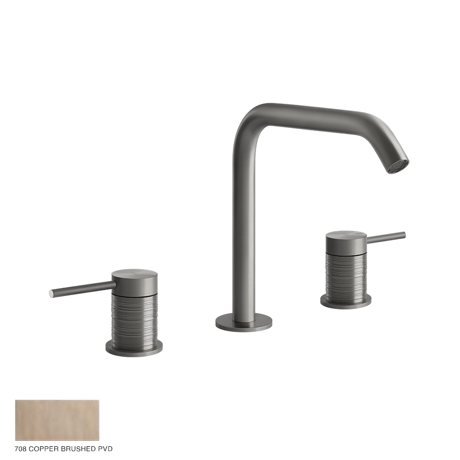 Gessi 316 Three-hole Basin Mixer Trame, without waste 708 Copper Brushed PVD