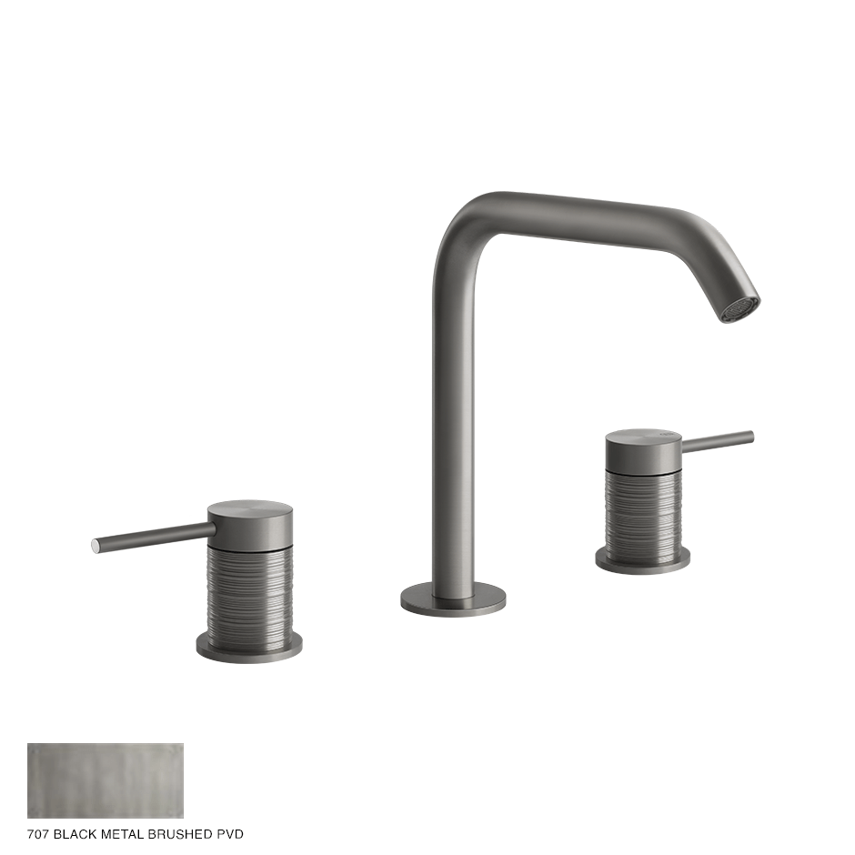 Gessi 316 Three-hole Basin Mixer Trame, without waste 707 Black Metal Brushed