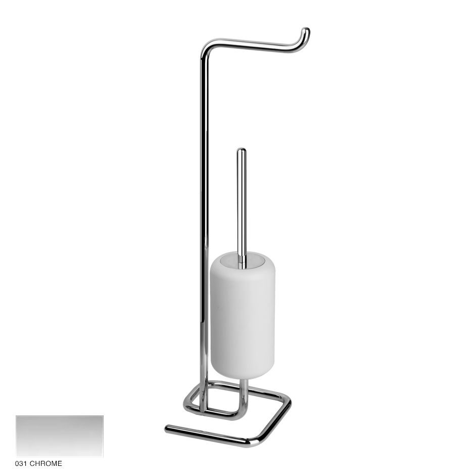 Goccia Standing set with paper roll and brush holder 031 Chrome