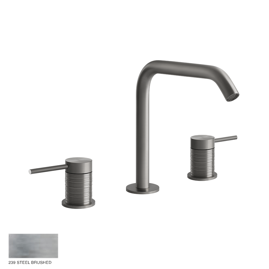 Gessi 316 Three-hole Basin Mixer Trame, without waste 239 Steel brushed