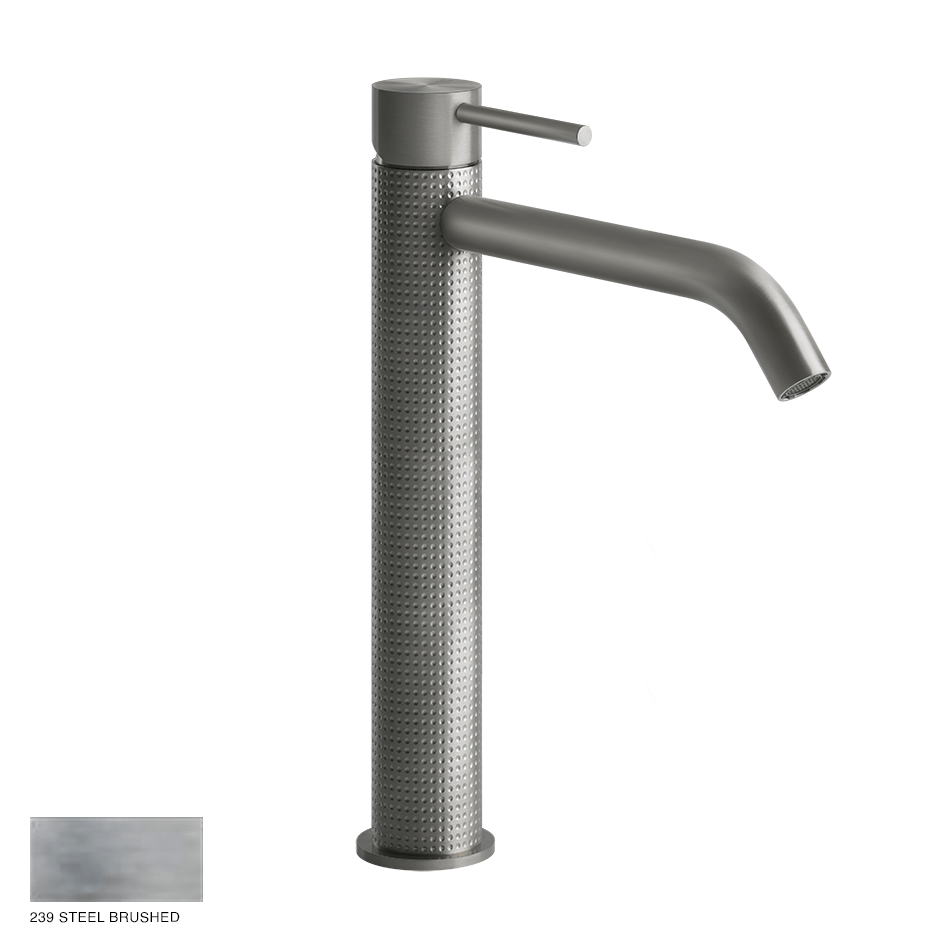 Gessi 316 High Version Basin Mixer Cesello, without waste 239 Steel brushed