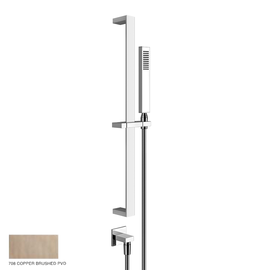 Rettangolo Sliding rail with handshower and outlet 708 Copper Brushed PVD