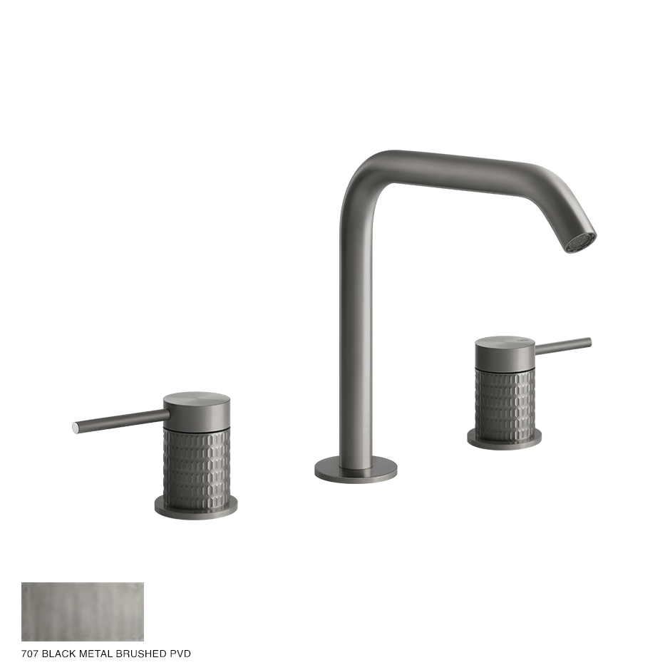 Gessi 316 Three-hole Basin Mixer Meccanica, without waste 707 Black Metal Brush