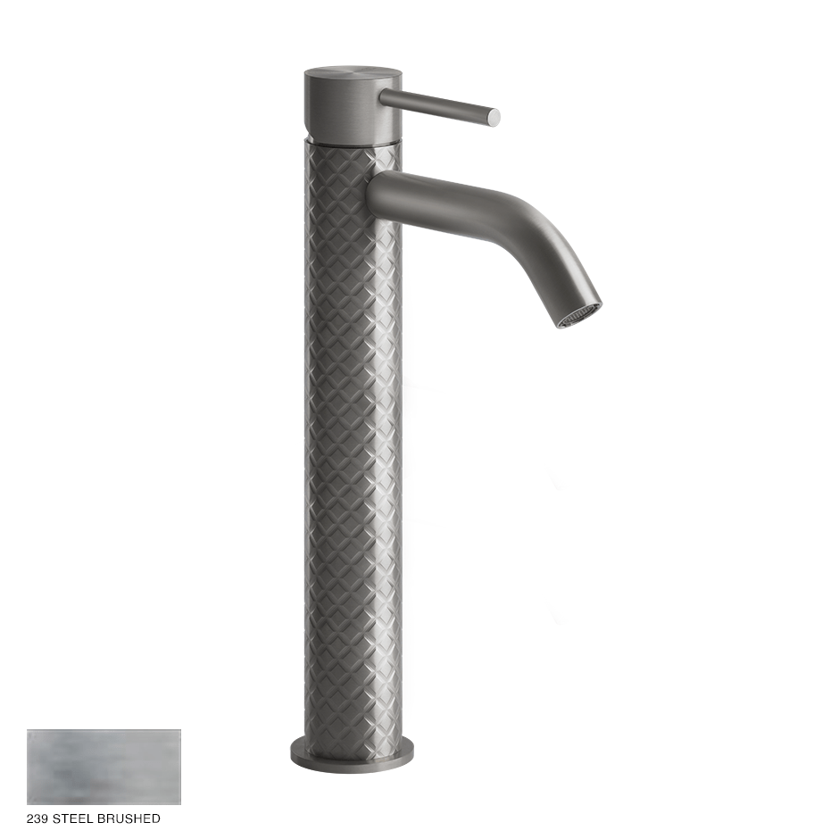 Gessi 316 High Version Basin Mixer Intreccio, without waste 239 Steel brushed