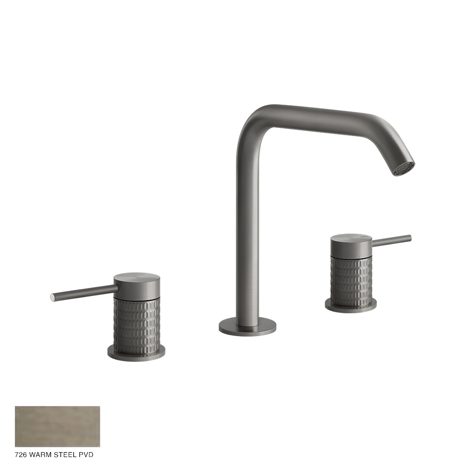 Gessi 316 Three-hole Basin Mixer Meccanica, without waste 726 Warm Bronze Brushed PVD
