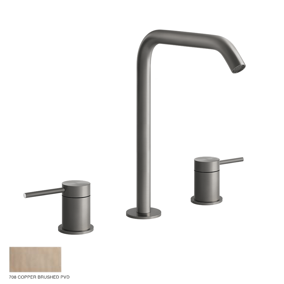 Gessi 316 Three-hole Basin Mixer Flessa, without waste 708 Copper Brushed PVD