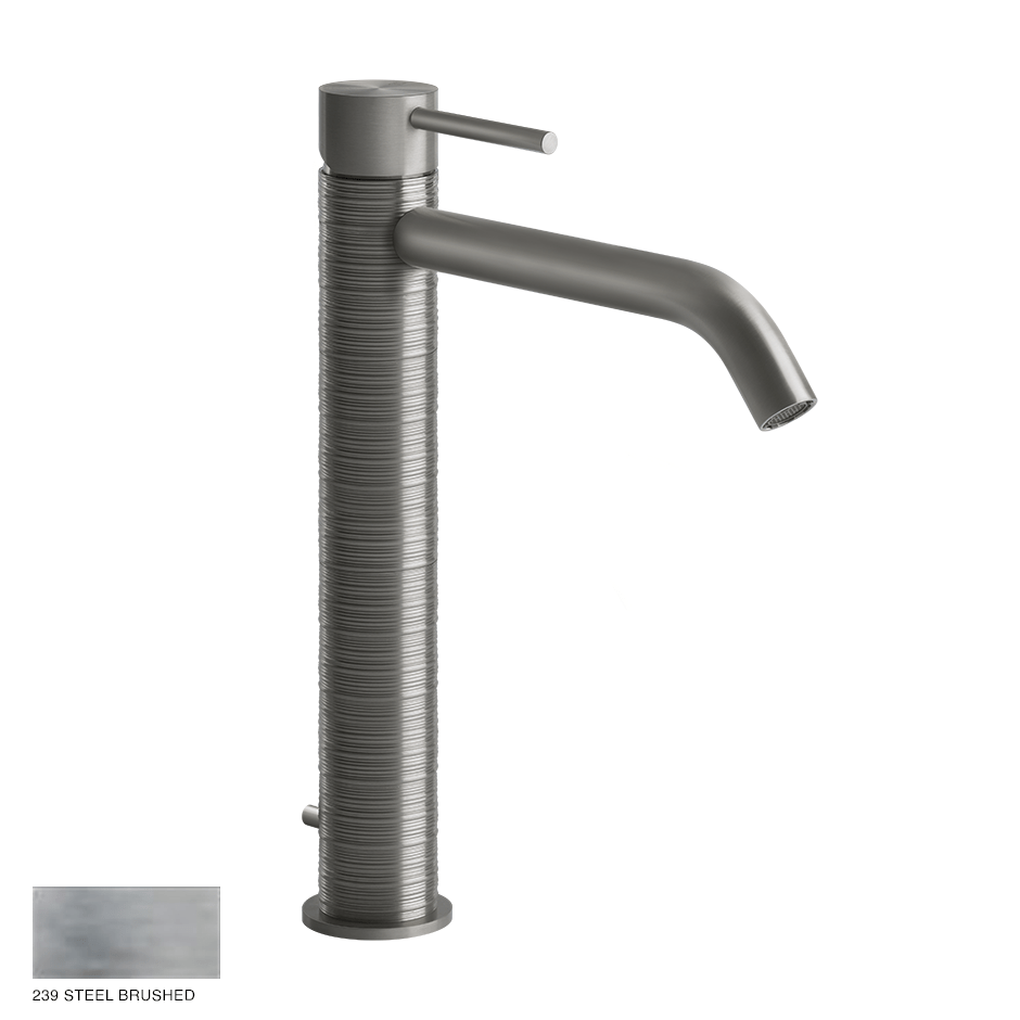 Gessi 316 High Version Basin Mixer Trame,with pop-up waste 239 Steel brushed