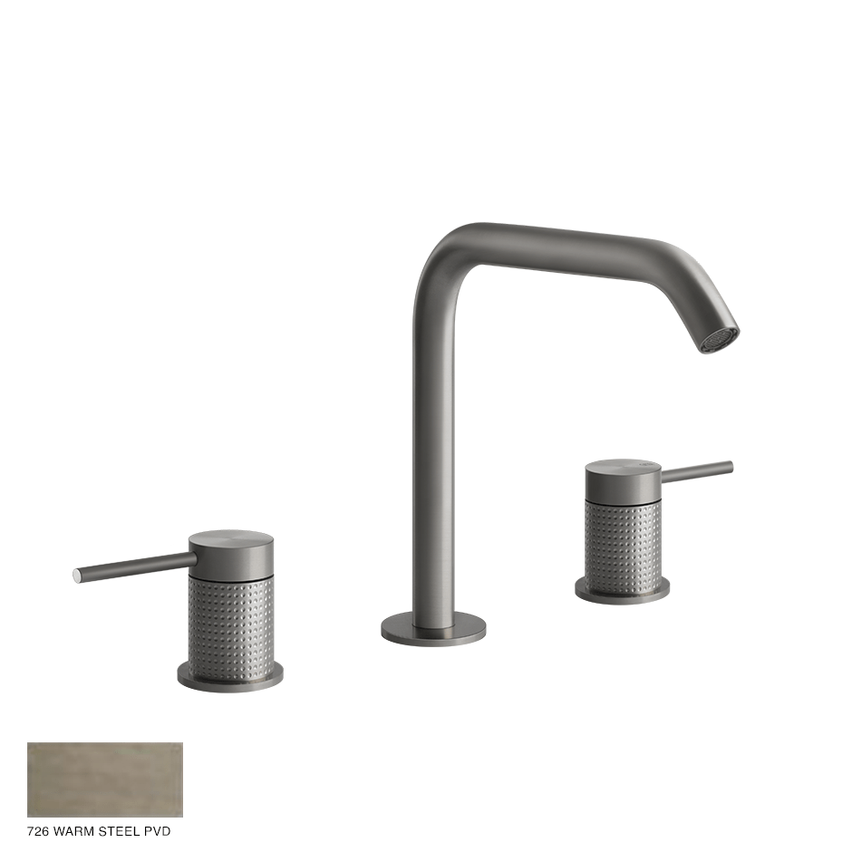 Gessi 316 Three-hole Basin Mixer Cesello, without waste 726 Warm Bronze Brushed PVD