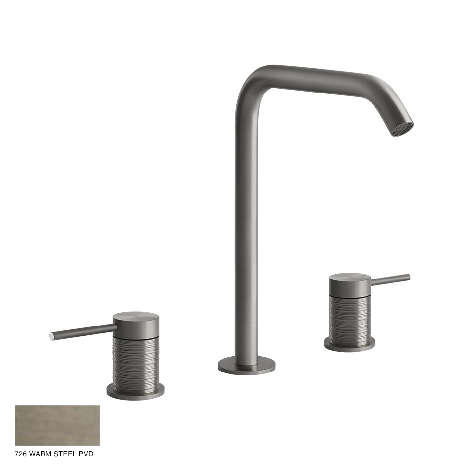Gessi 316 Three-hole Basin Mixer Trame, without waste 726 Warm Bronze Brushed PVD