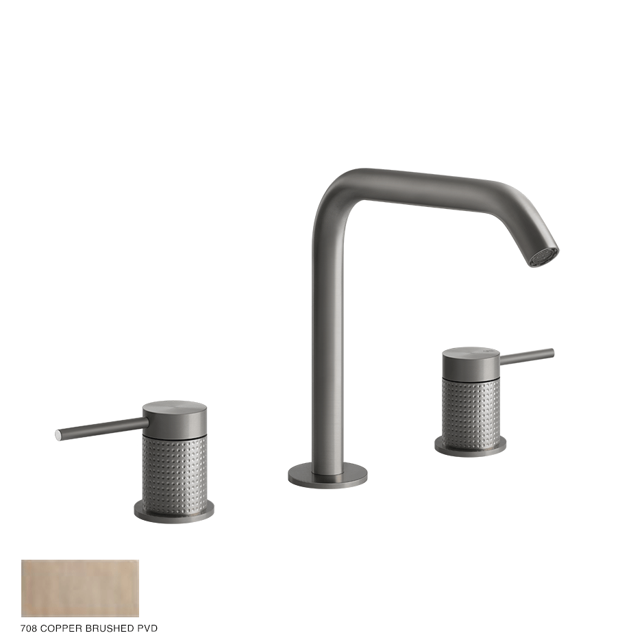 Gessi 316 Three-hole Basin Mixer Cesello, without waste 708 Copper Brushed