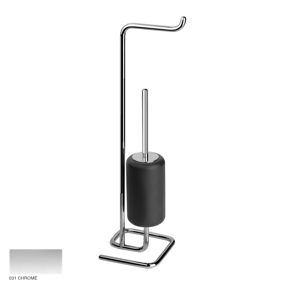 Goccia Standing set with paper roll and brush holder 031 Chrome