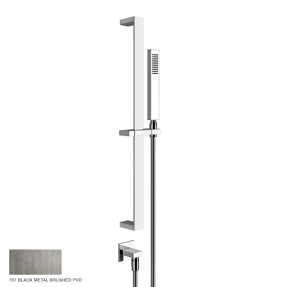 Rettangolo Sliding rail with handshower and outlet 707 Black Metal Brushed PVD