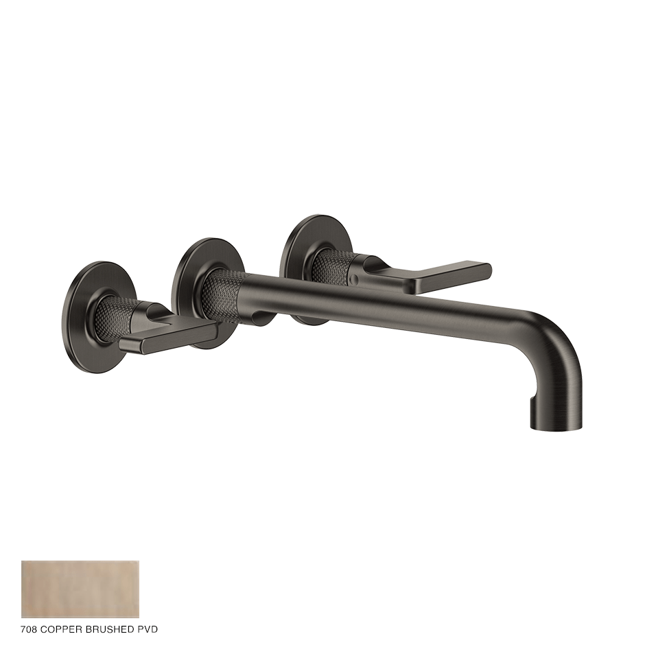 Inciso- Three-hole Basin Mixer with spout, without waste 708 Copper Brushed PVD