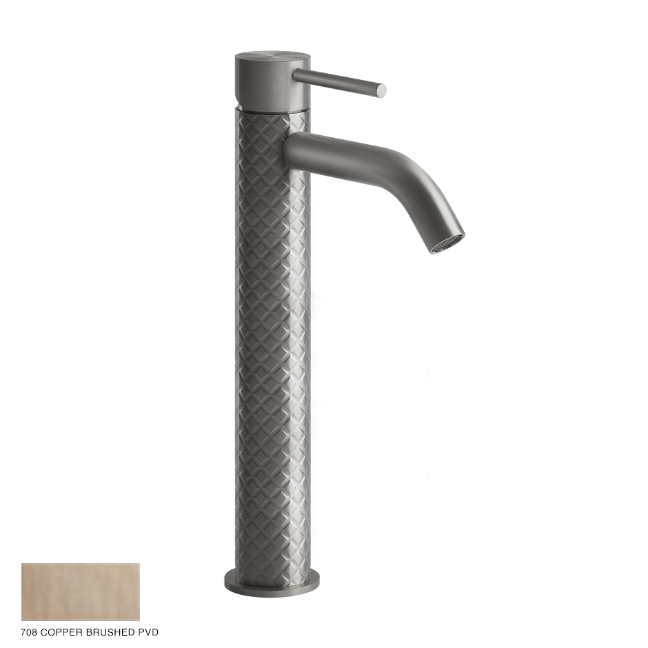 Gessi 316 High Version Basin Mixer Intreccio, without waste 708 Copper Brushed
