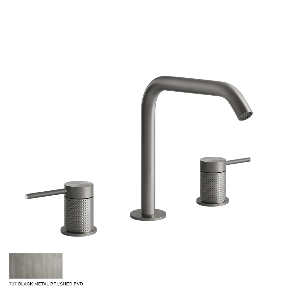 Gessi 316 Three-hole Basin Mixer Cesello, without waste 707 Black Metal Brush