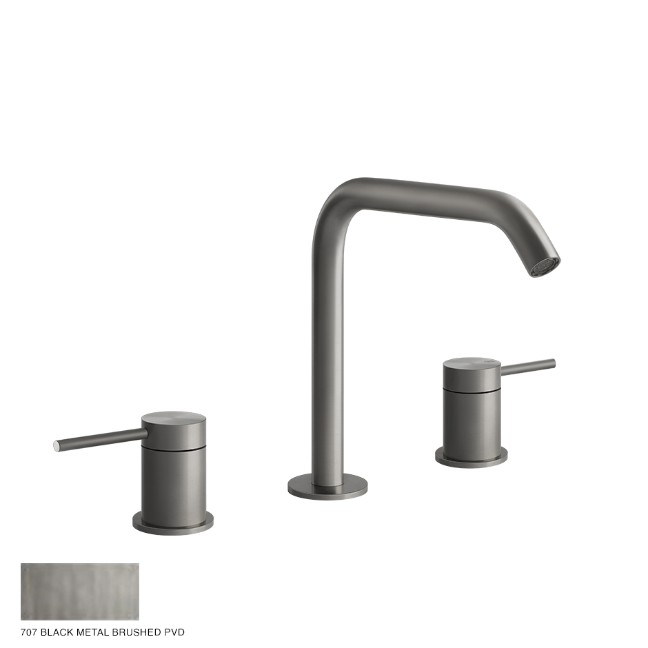 Gessi 316 Three-hole Basin Mixer Flessa, without waste 707 Black Metal Brushed