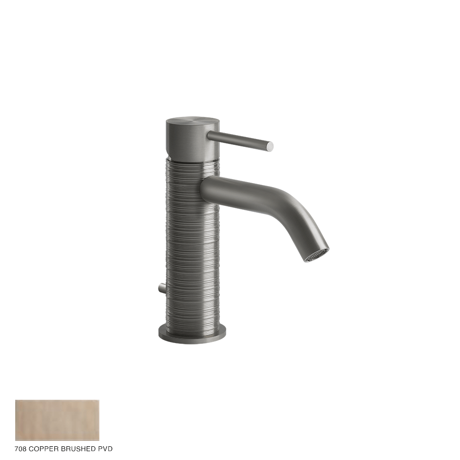 Gessi 316 Basin Mixer Trame, with pop-up waste 708 Copper Brushed PVD