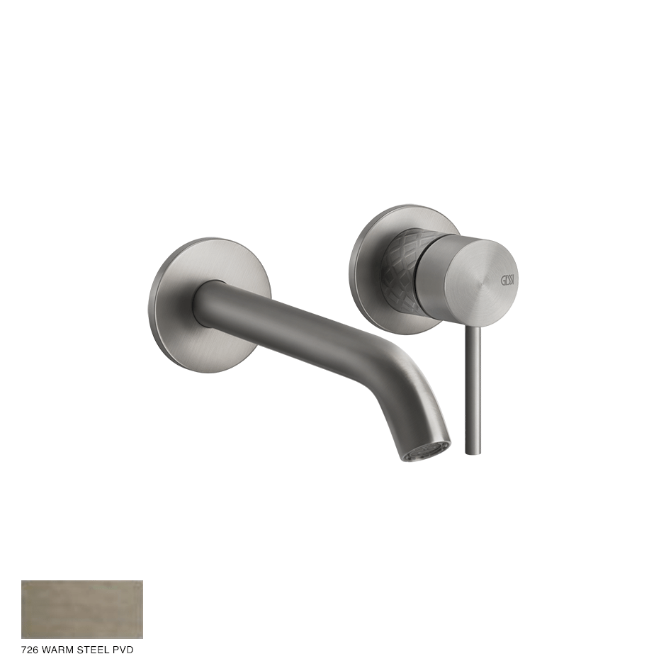 Gessi 316 Built-in Mixer with spout Intreccio, without waste 726 Warm Bronze Brushed PVD