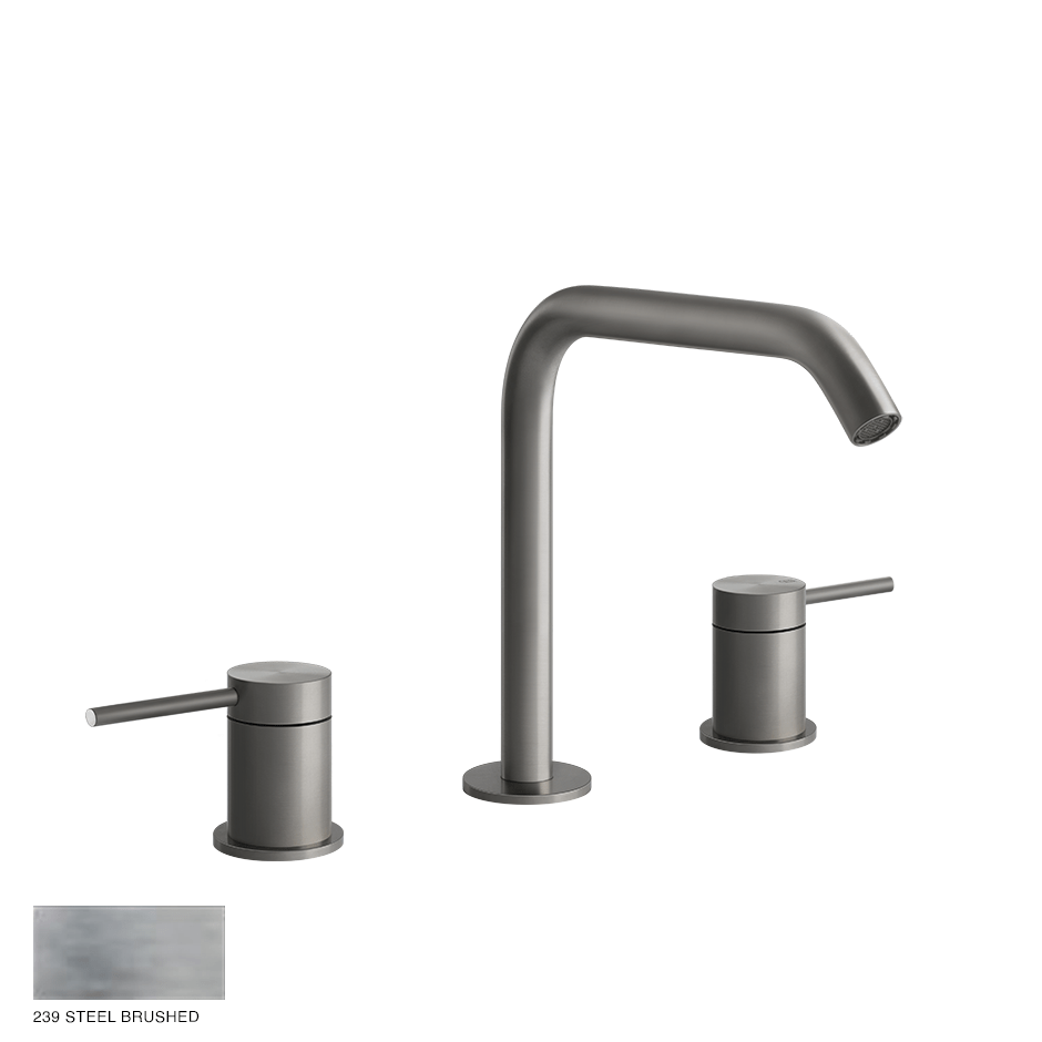 Gessi 316 Three-hole Basin Mixer Flessa, without waste 239 Steel brushed