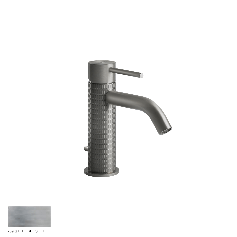 Gessi 316 Basin Mixer Meccanica, with pop-up waste 239 Steel brushed