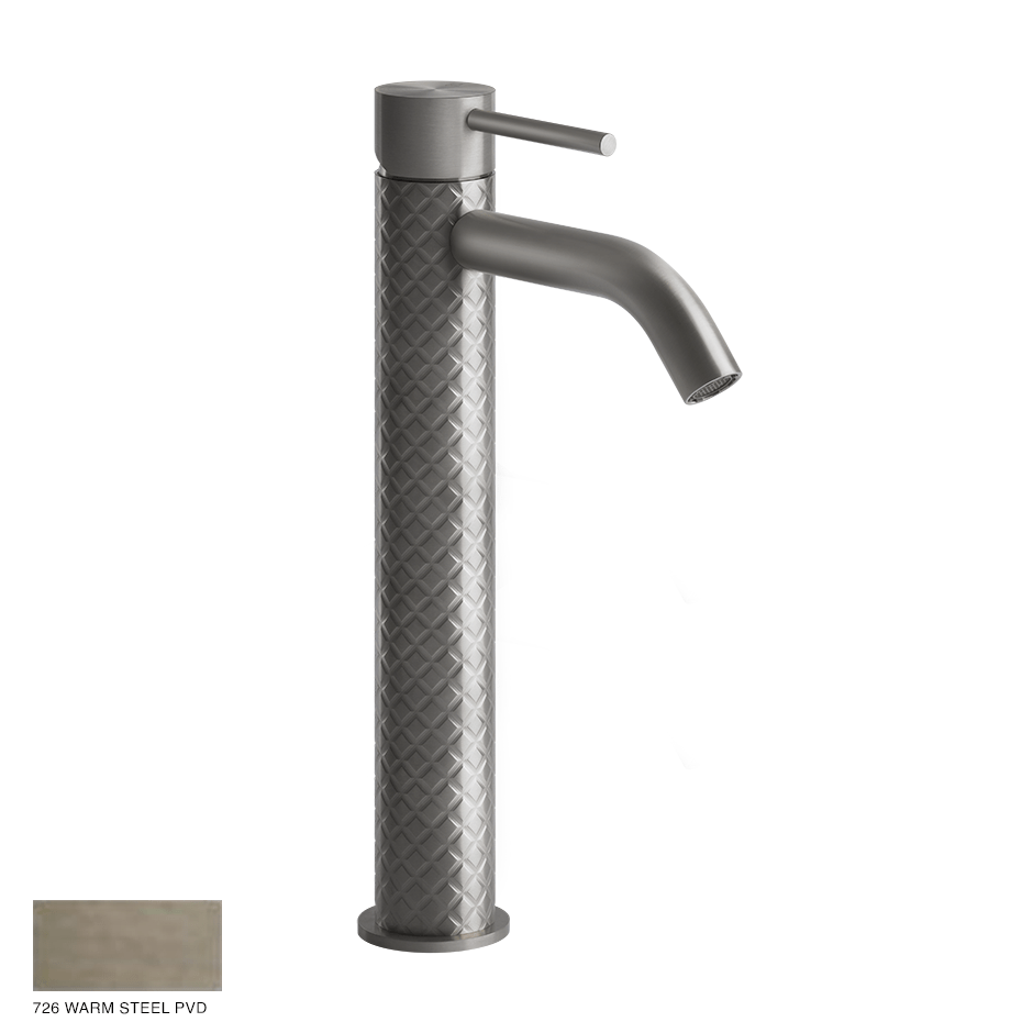 Gessi 316 High Version Basin Mixer Intreccio, without waste 726 Warm Bronze Brushed PVD