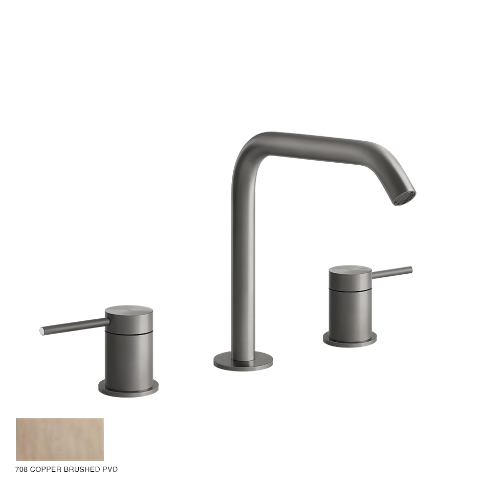 Gessi 316 Three-hole Basin Mixer Flessa, without waste 708 Copper Brushed PVD