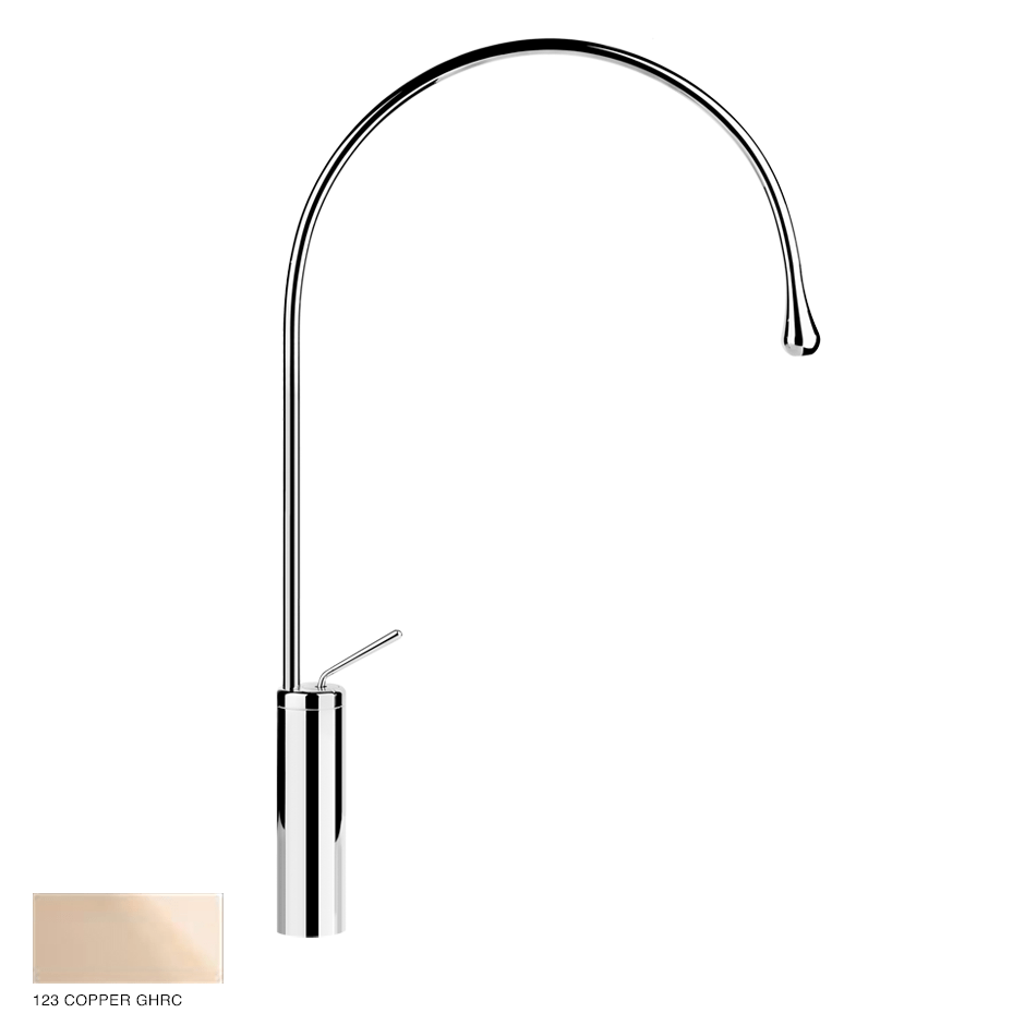 Goccia High Version Basin mixer with radius 197, without waste 123 Copper GHRC