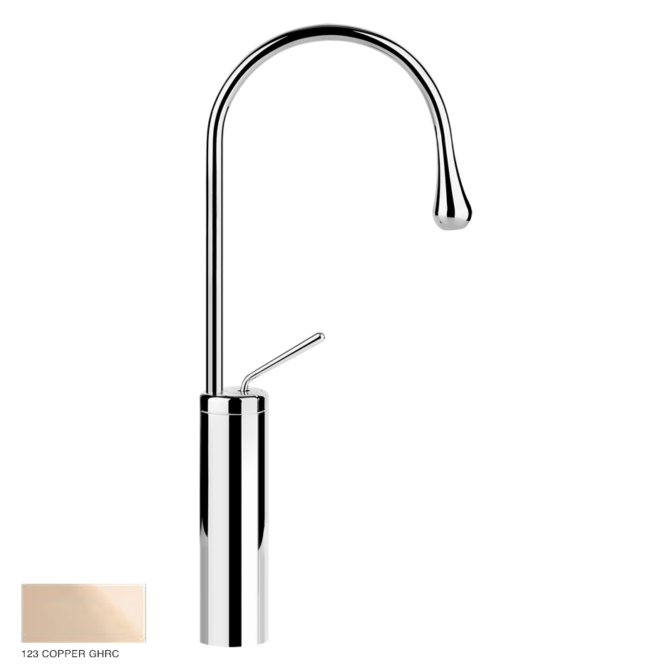 Goccia High Version Basin mixer with radius 90, without waste 123 Copper GHRC