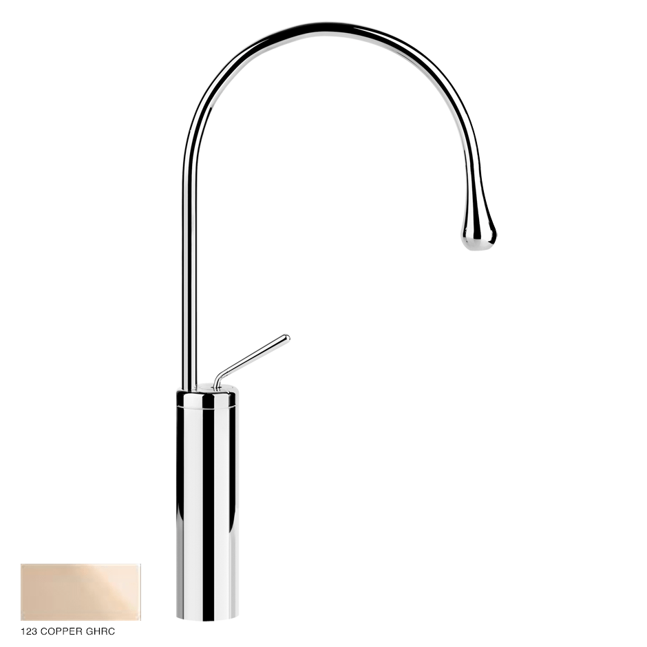 Goccia High Version Basin mixer with radius 125, without waste 123 Copper GHRC
