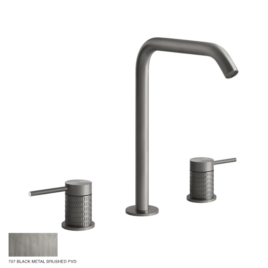 Gessi 316 Three-hole Basin Mixer Meccanica, without waste 707 Black Metal Brush