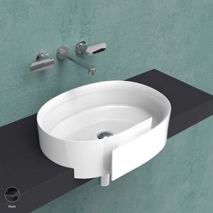 Roll Semi-inset basin 56 cm without overflow, without tap ledge Black