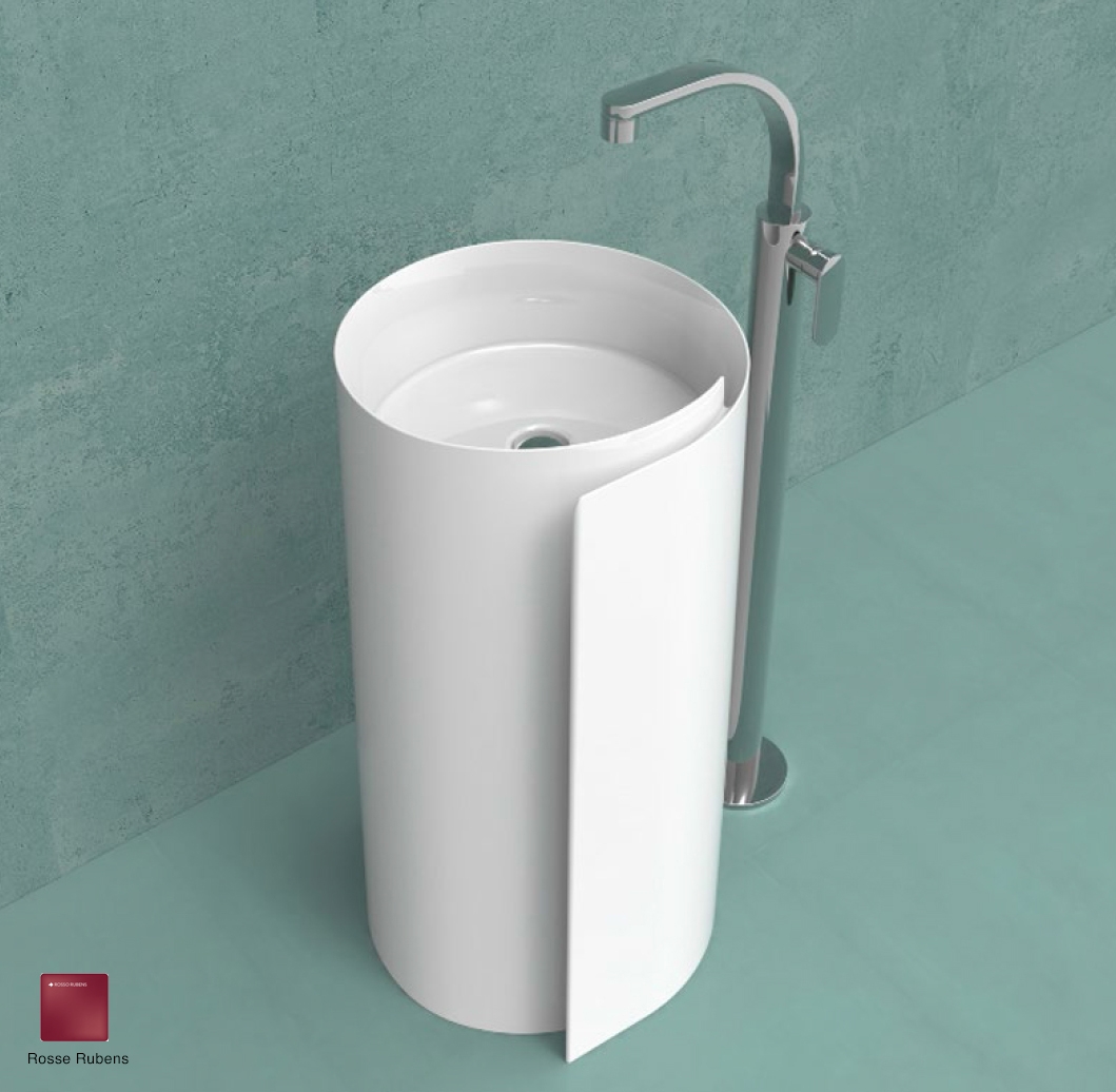 Monoroll Standing column-basin 44 cm without overflow and tap ledge Rosso Rubens