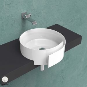 Roll Semi-inset basin 44 cm without overflow, without tap ledge Milky White