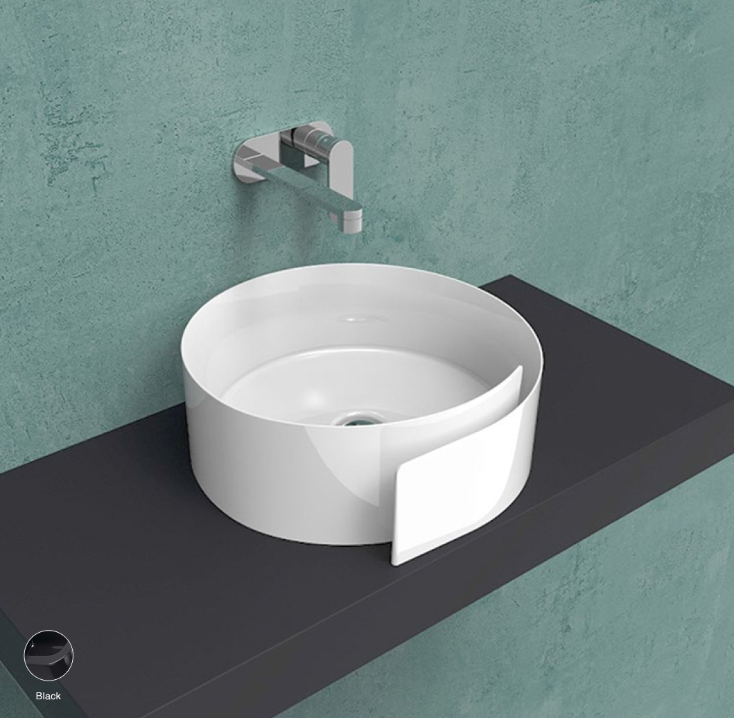 Roll Countertop basin 44 cm without overflow, without tap ledge Black