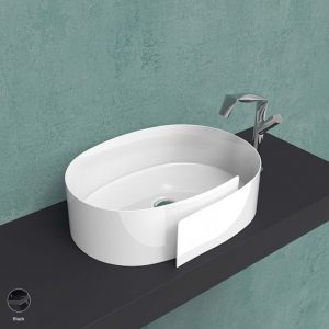 Roll Countertop basin 56 cm without overflow, without tap ledge Black
