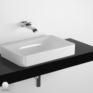 Nile Shelf from 80 to 250 x 46 x h 10 cm, for Nile 62 recessed basin Milky White