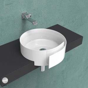 Roll Semi-inset basin 44 cm without overflow, without tap ledge White