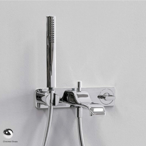 Noke Concealed bath set with spout, mixer and hand-shower Glossy Chrome