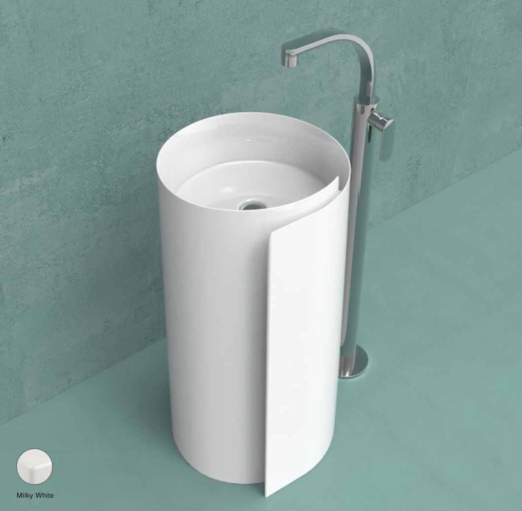 Monoroll Standing column-basin 44 cm without overflow and tap ledge Milky White