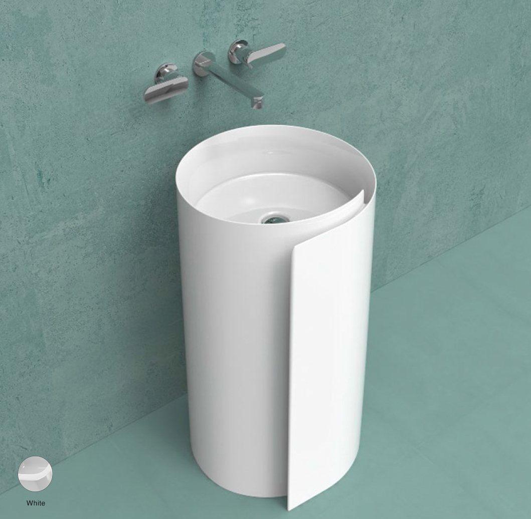 Monoroll Wall column-basin 44 cm without overflow, without tap ledge White