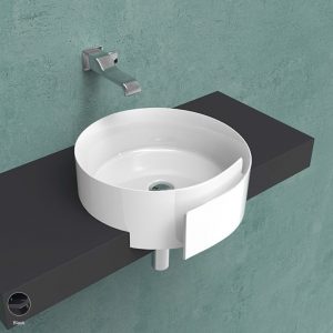 Roll Semi-inset basin 44 cm without overflow, without tap ledge Black