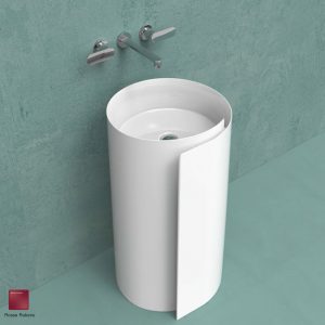 Monoroll Wall column-basin 44 cm without overflow, without tap ledge Rosso Ruben